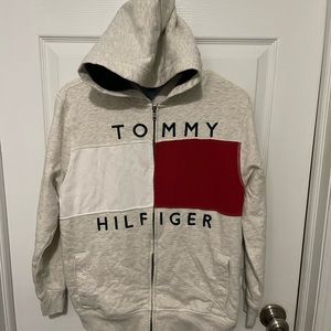 Tommy Hilfiger Boy's Full Zip Hooded Fleece Jacket Embroidered Size L 16/18